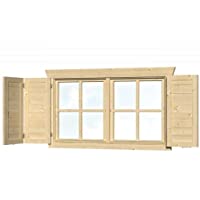 Los mejores  - Skan Holz Cabaña Madera postigos para Doble Ventana Casas de jardín – Accesorios- Natural- 2.5 x 57.5 x 70.5 cm